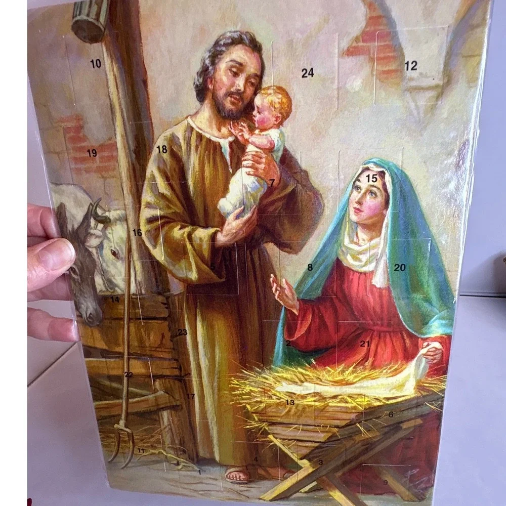 2 Vintage Christmas Nativity‎ Scene Advent Calendar 2000 Autom Doors Baby Jesus